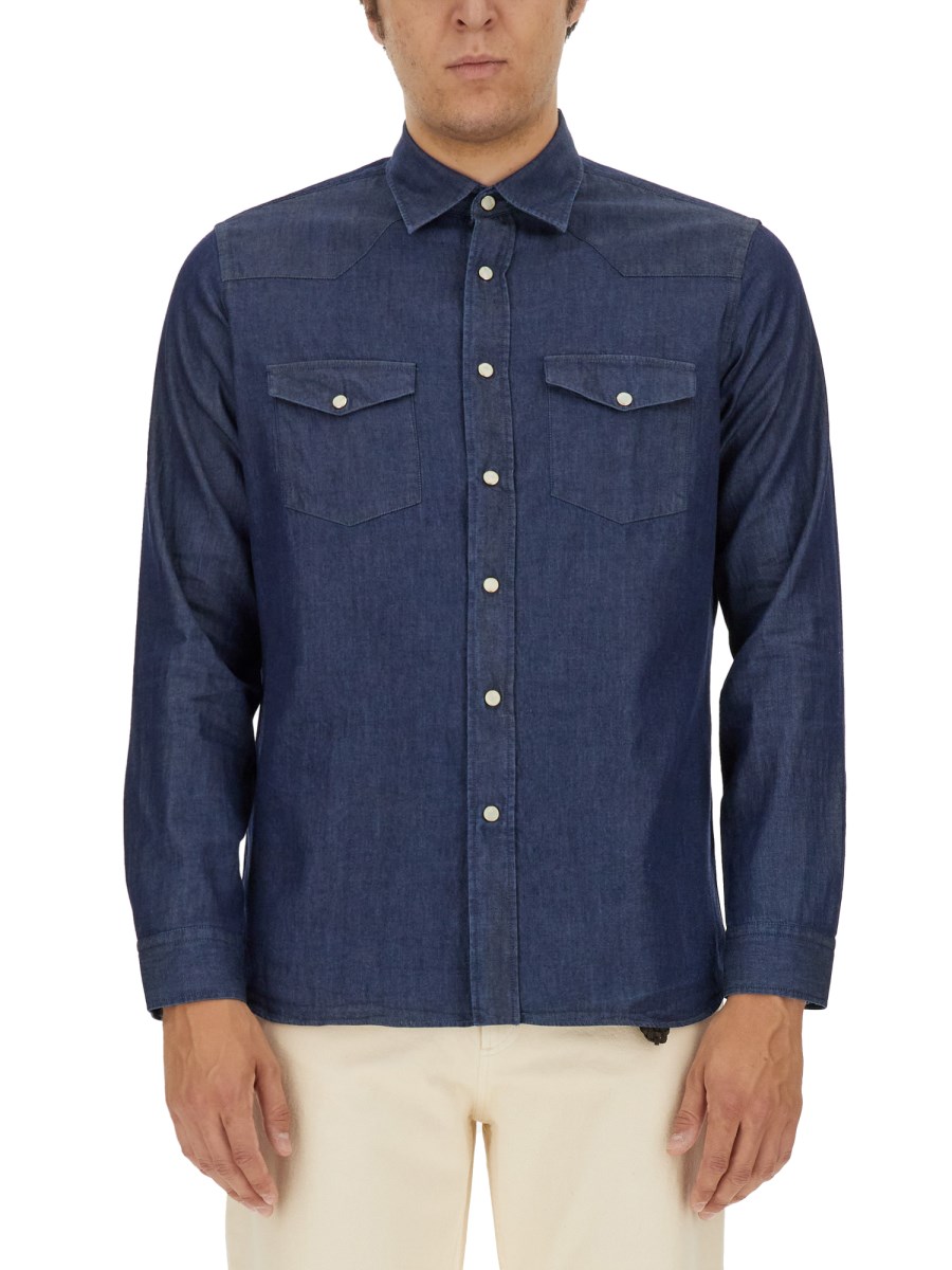 LARDINI CAMICIA REGULAR FIT IN DENIM DI COTONE