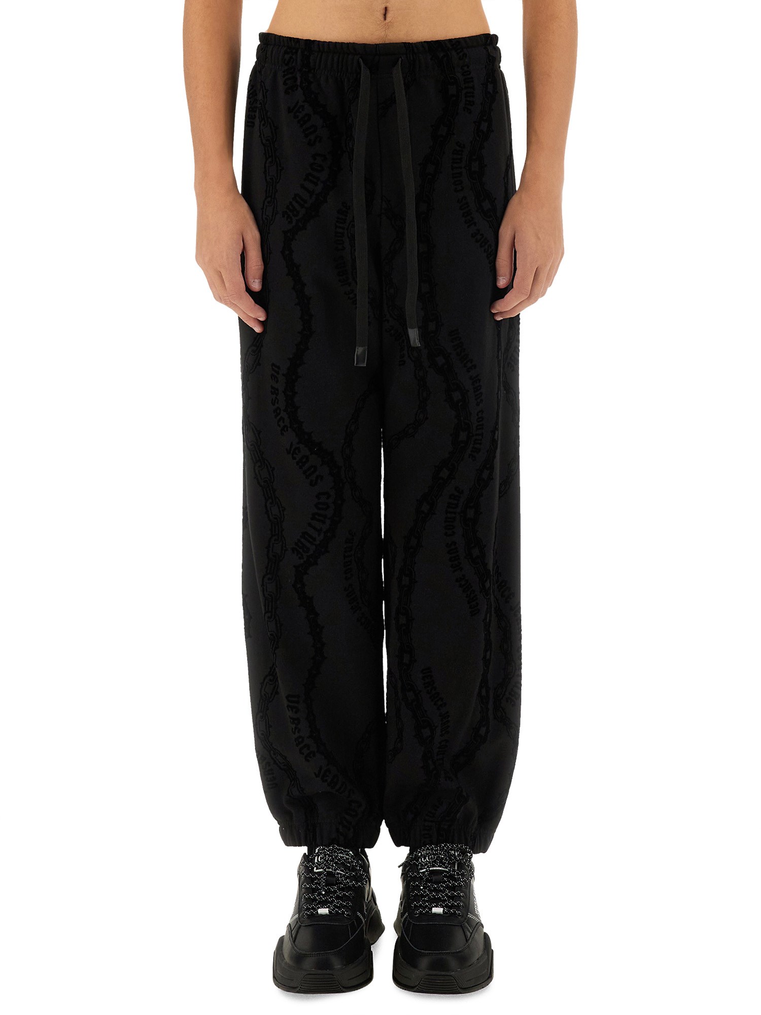 Shop Versace Jeans Couture All Over "chain" Jogging Pants In Black