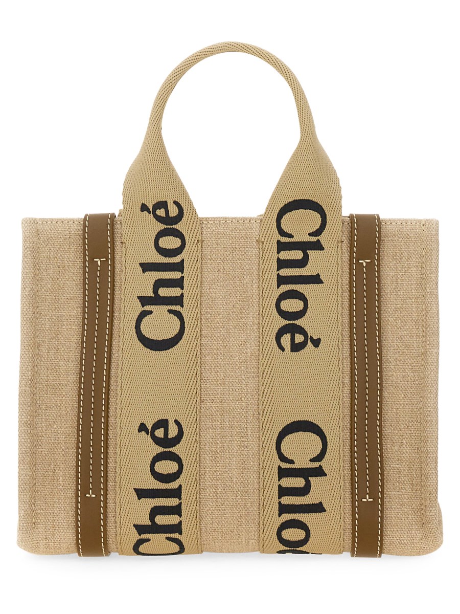 CHLOE&#39; BORSA TOTOE "WOODY" SMALL IN LINO