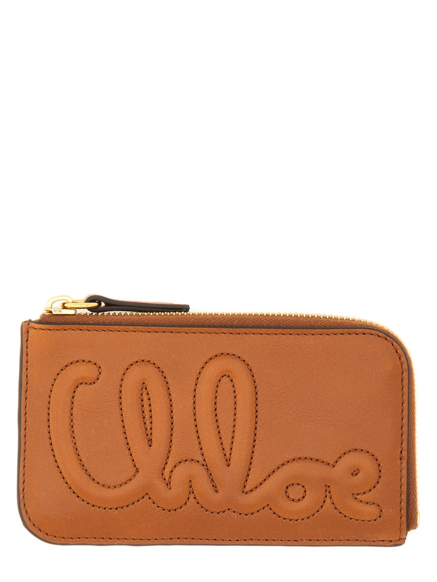 CHLOE&#39; PORTAFOGLIO "C CHLOÉ" SMALL IN PELLE CON ZIP