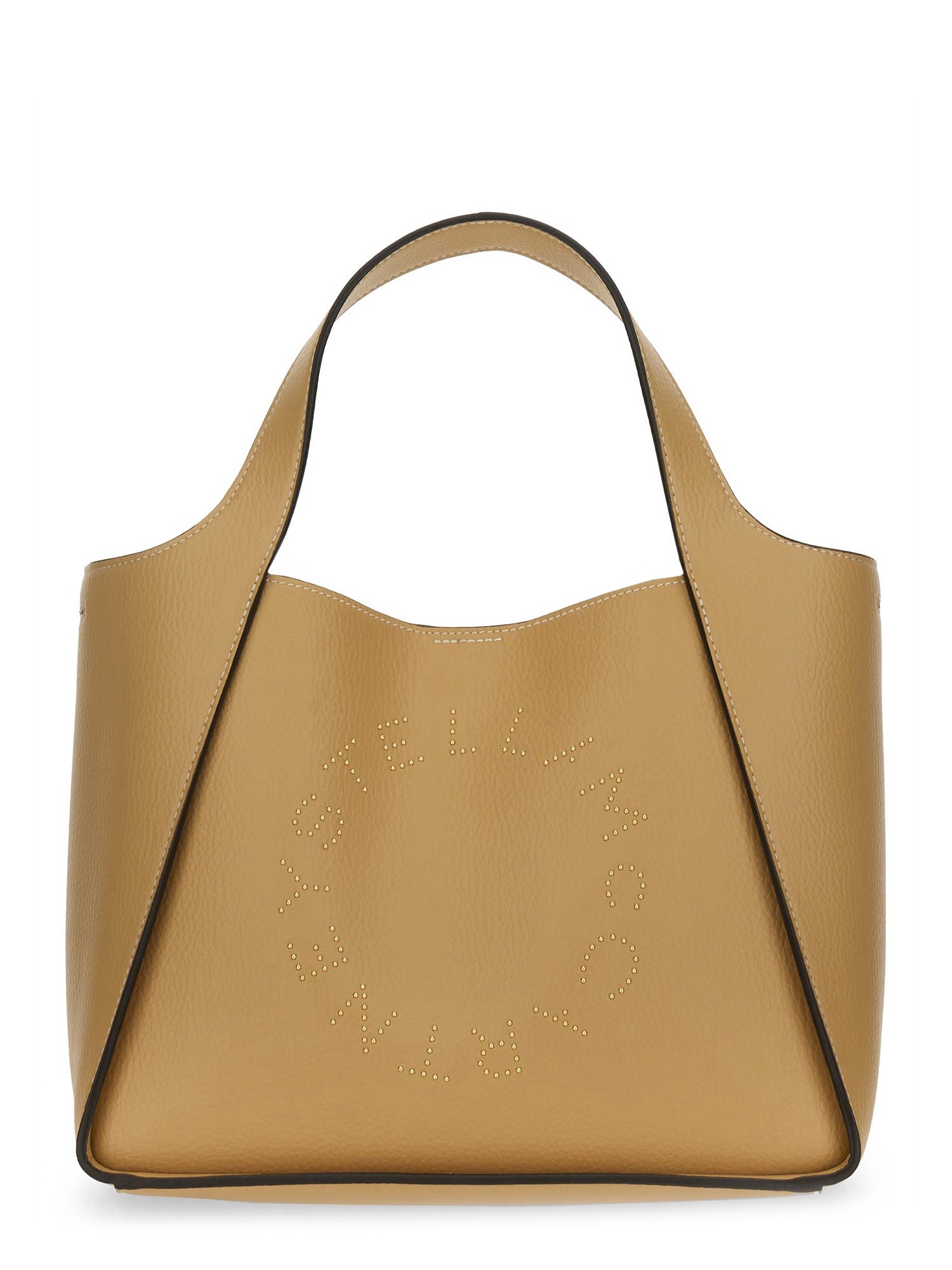 Shop Stella Mccartney Shoulder Bag With Logo In Beige