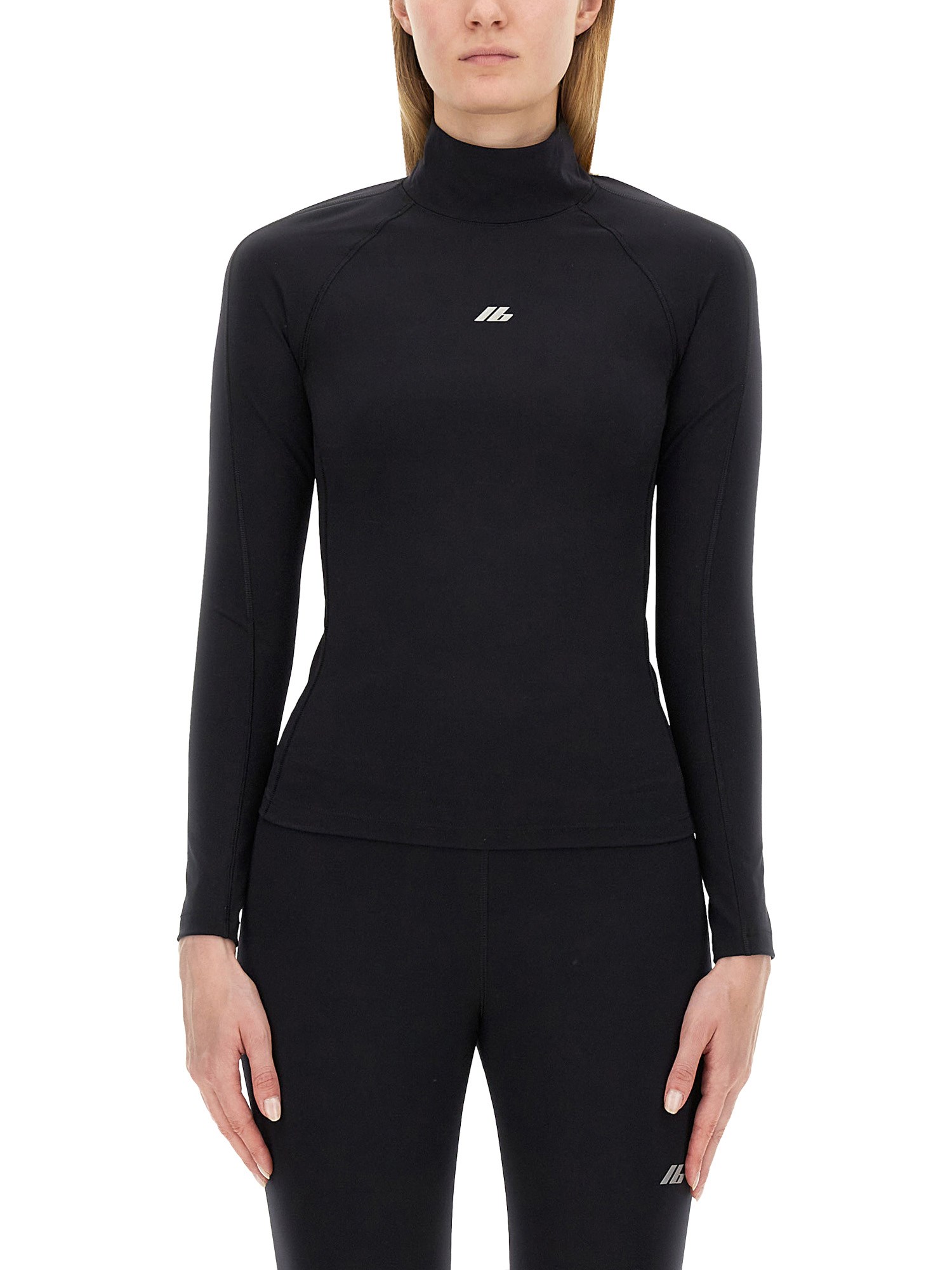 Balenciaga Activewear Logo High-neck Top In Black
