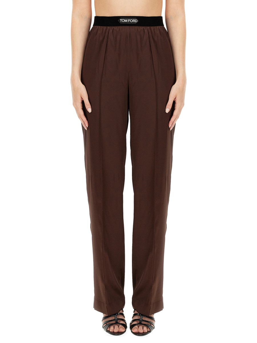 TOM FORD PANTALONE IN SATIN DI SETA