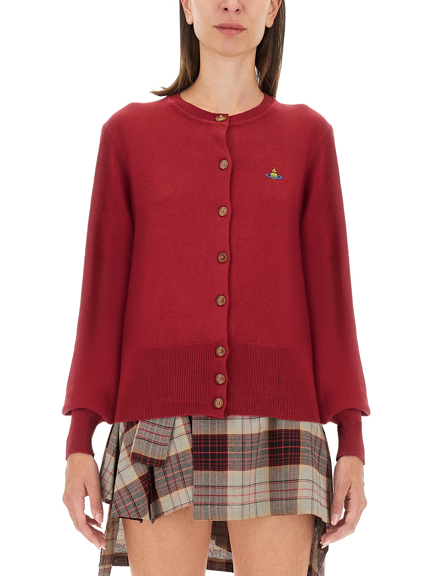 Shop Vivienne Westwood Cardigan "bea" In Bordeaux