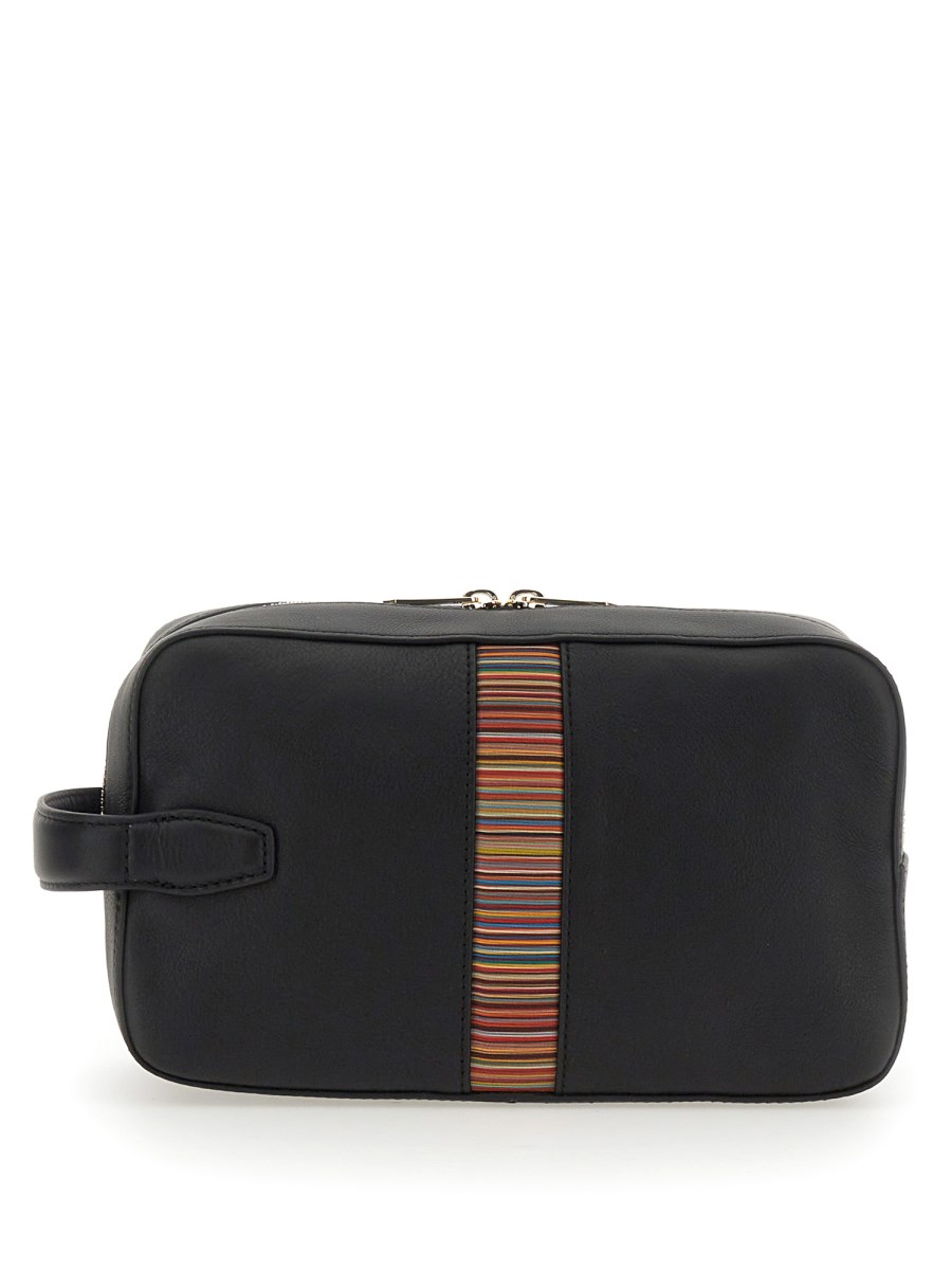 PAUL SMITH BEAUTY CASE IN PELLE SIGNATURE STRIPE