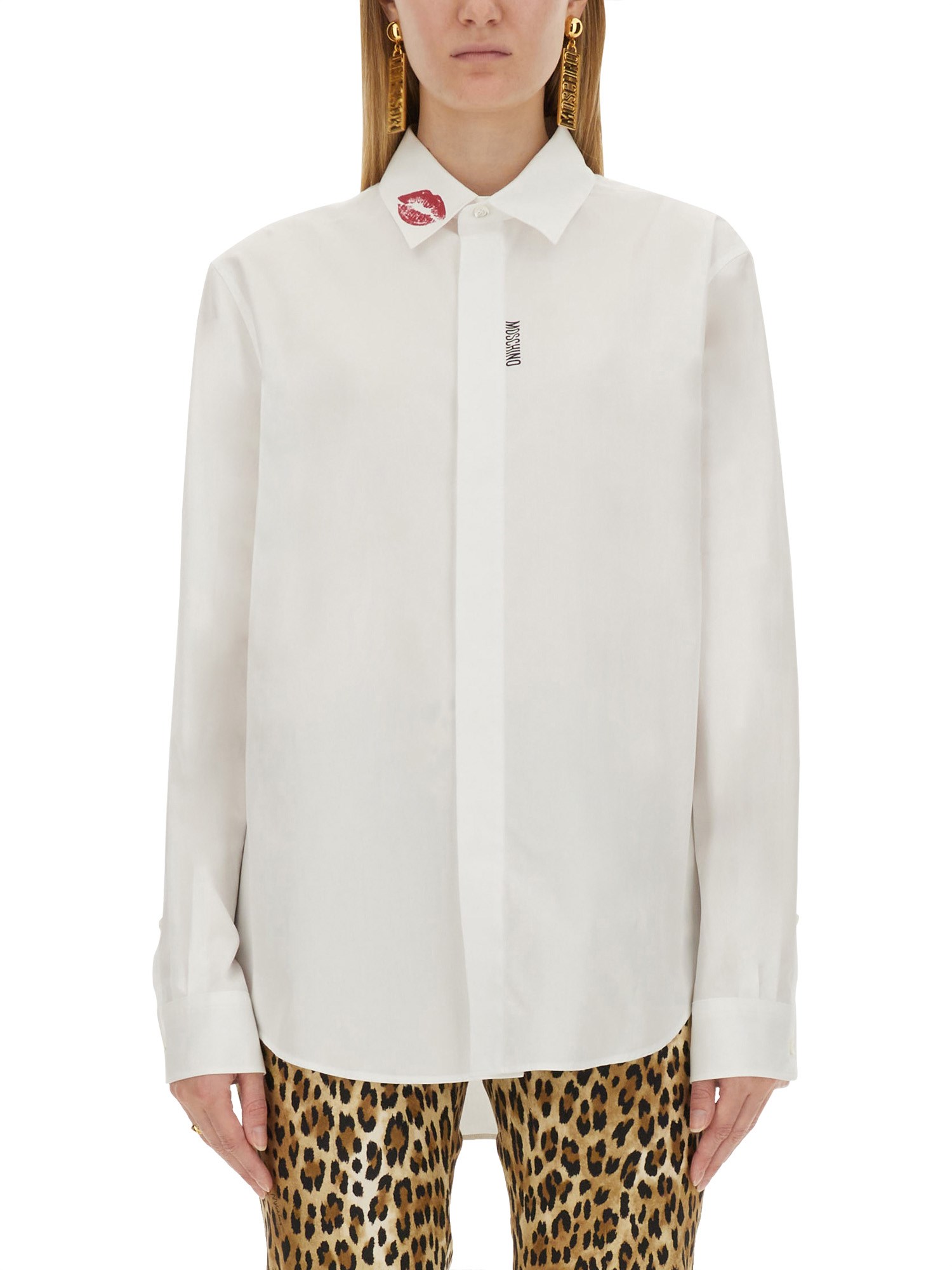 Shop Moschino Printed Shirt In White