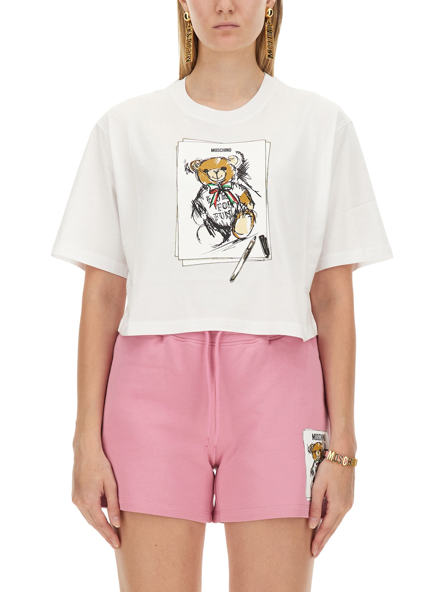 Shop Moschino Jersey T-shirt In White