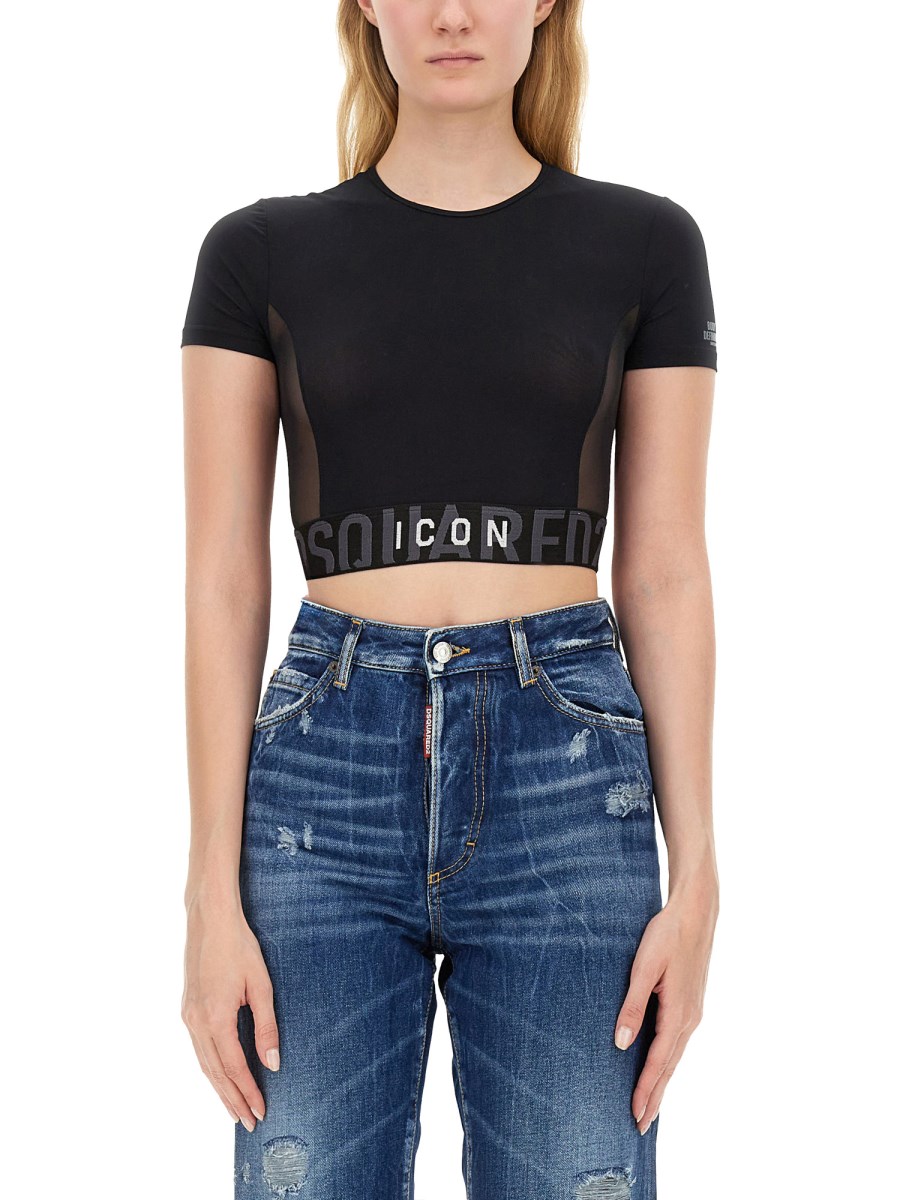 DSQUARED TOP IN NYLON CON LOGO