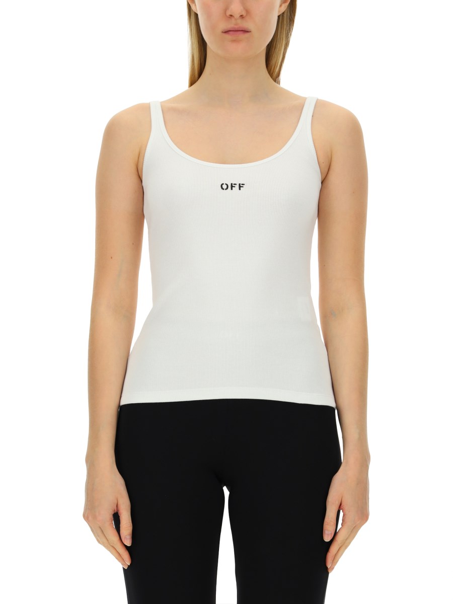 OFF-WHITE TANK TOP IN JERSEY DI COTONE CON LOGO