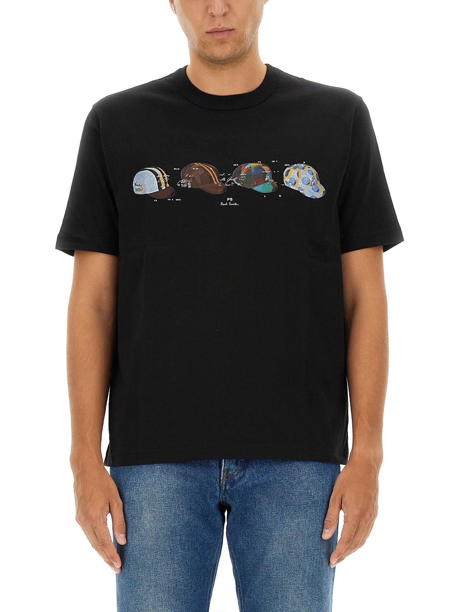 Shop Ps By Paul Smith "cycling Caps" T-shirt In Black