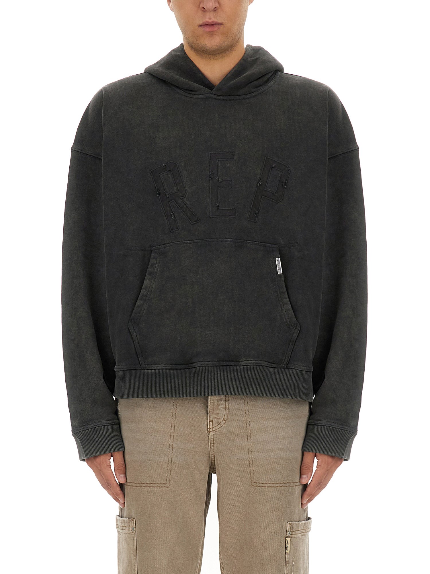 Shop Represent "rep Applique" Sweatshirt In Black