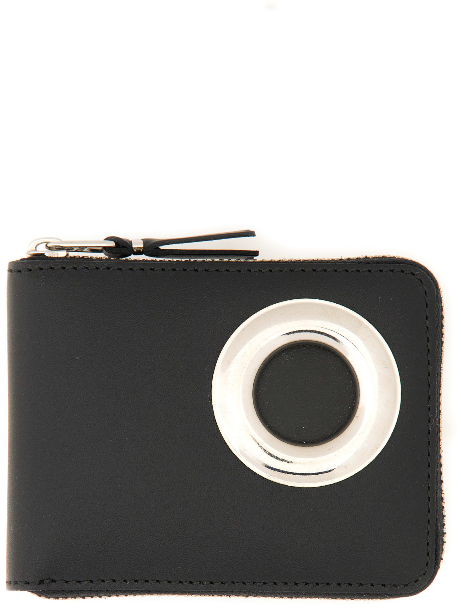 Shop Comme Des Garçons Silver Eyelet Line Wallet In Black