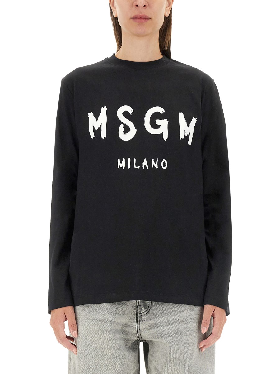 MSGM T-SHIRT IN COTONE CON LOGO PENNELLATO