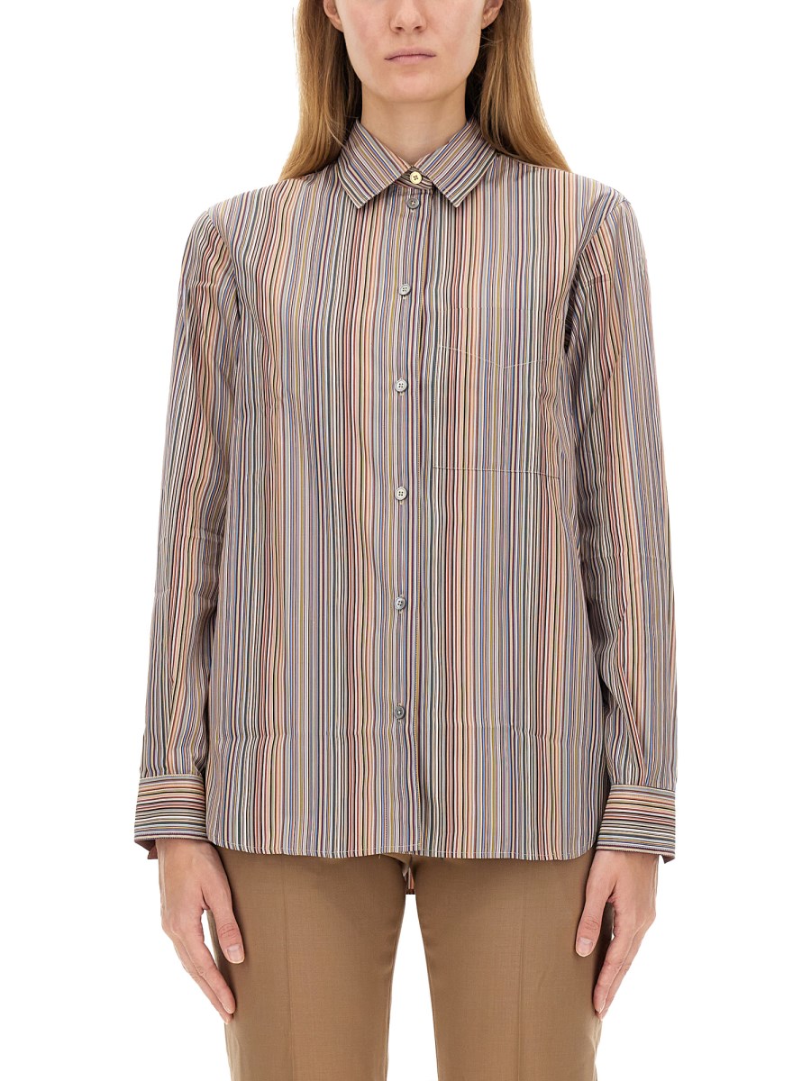 PAUL SMITH CAMICIA SIGNATURE STRIPE IN POPELINE DI COTONE