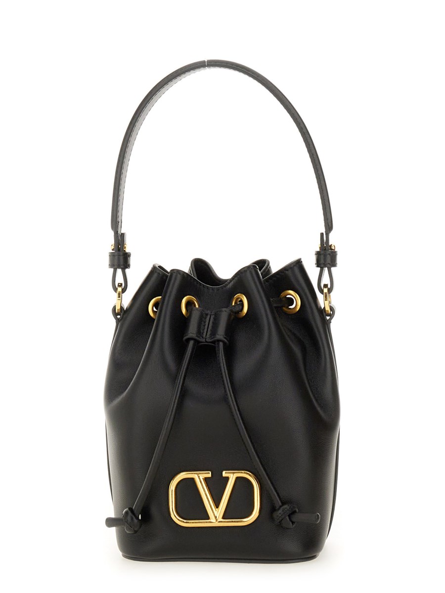 VALENTINO GARAVANI BORSA A SECCHIELLO "VLOGO SINGATURE" MINI IN NAPPA