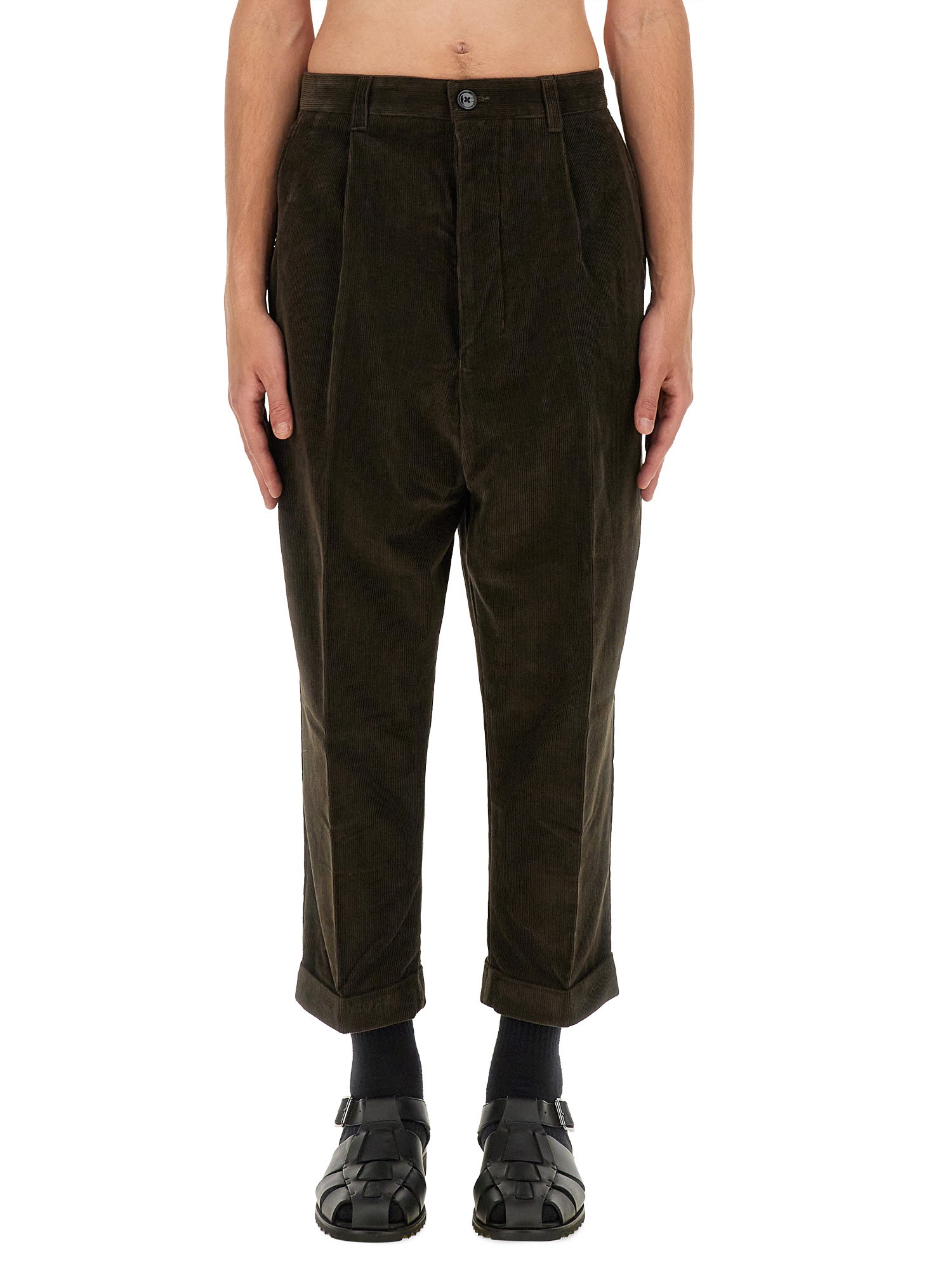 Shop Ami Alexandre Mattiussi Ribbed Pants In Brown