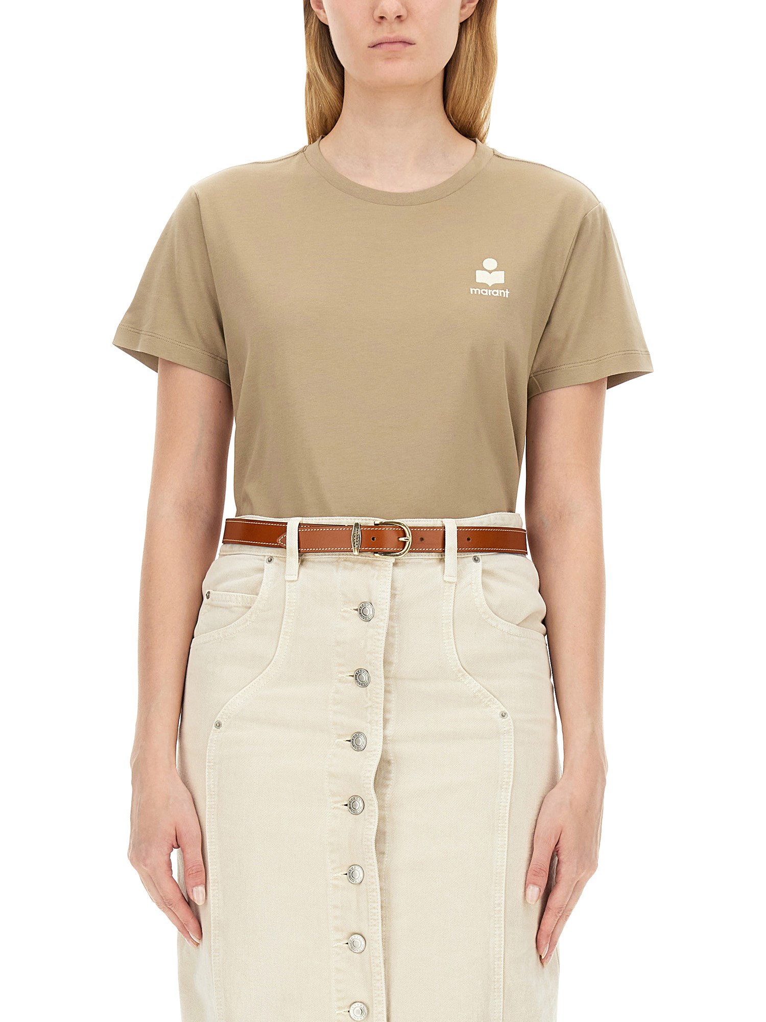 Marant Etoile Aby Cotton T-shirt In Brown