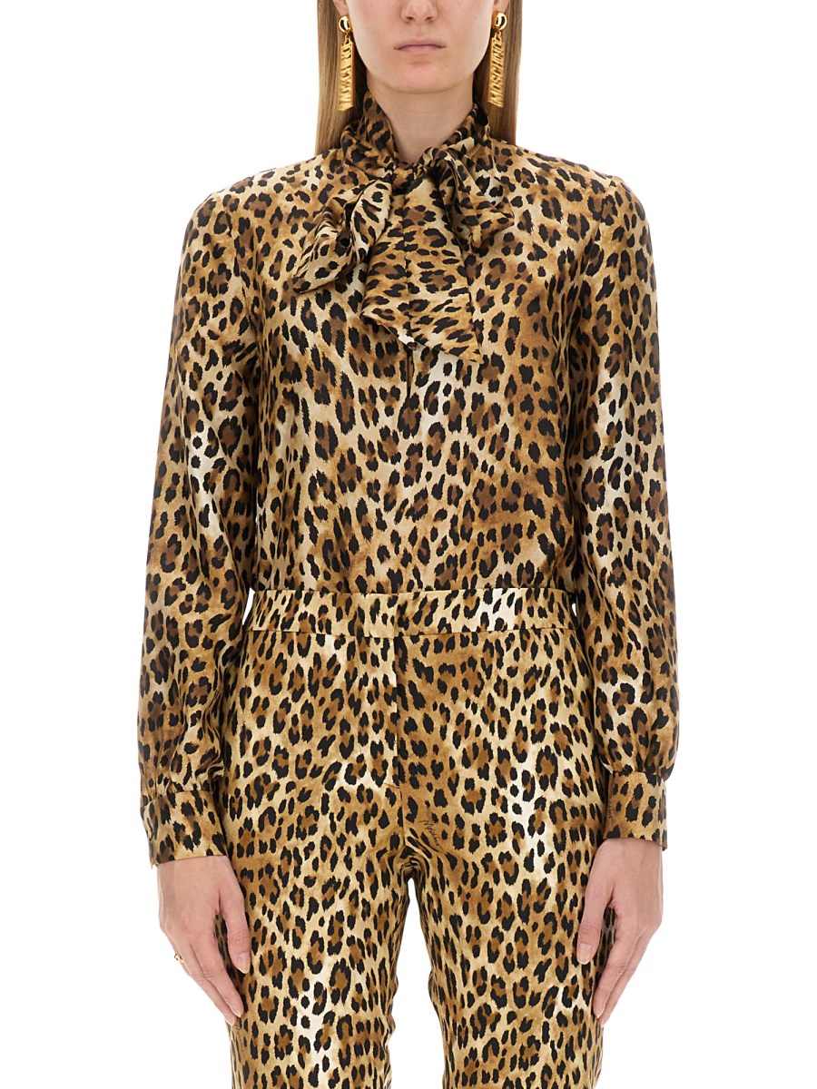 MOSCHINO CAMICIA IN SETA CON MOTIVO ANIMALIER