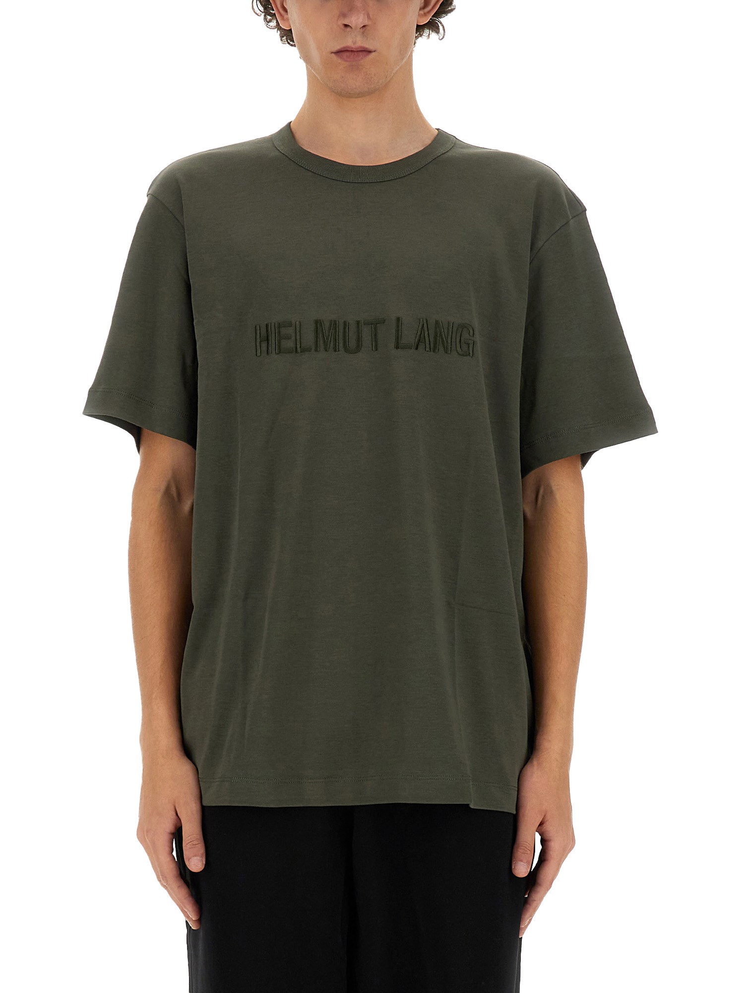 Shop Helmut Lang T-shirt With Logo In Military Green