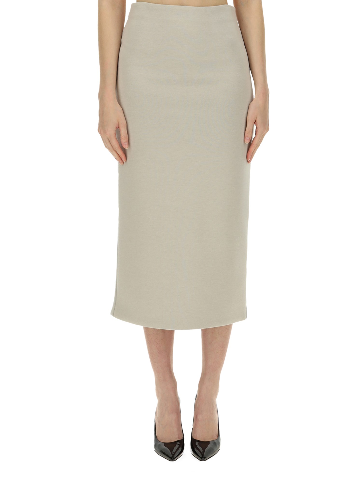 Shop Max Mara "flou Timeless" Skirt In Powder