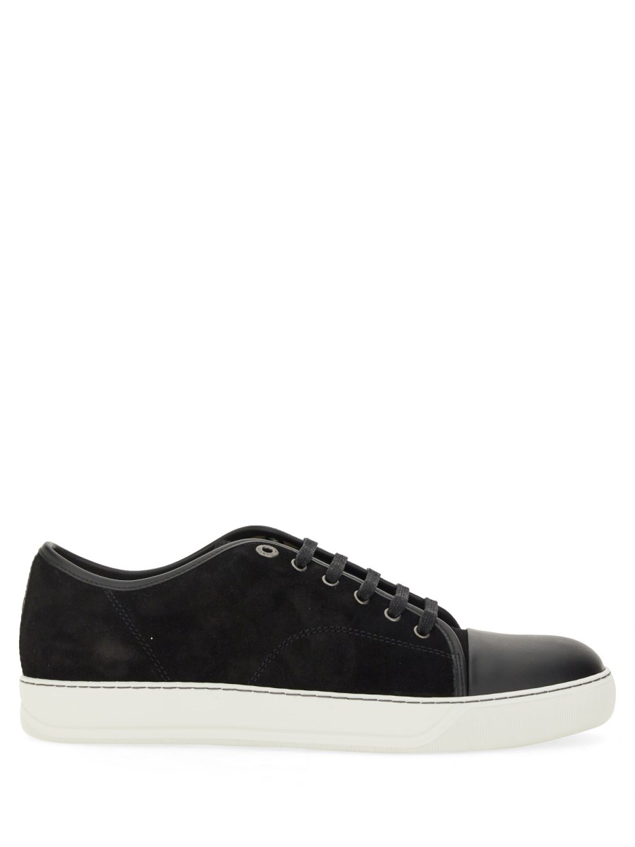 LANVIN SNEAKER IN SUEDE CON CAP TOE IN PELLE LUCIDA