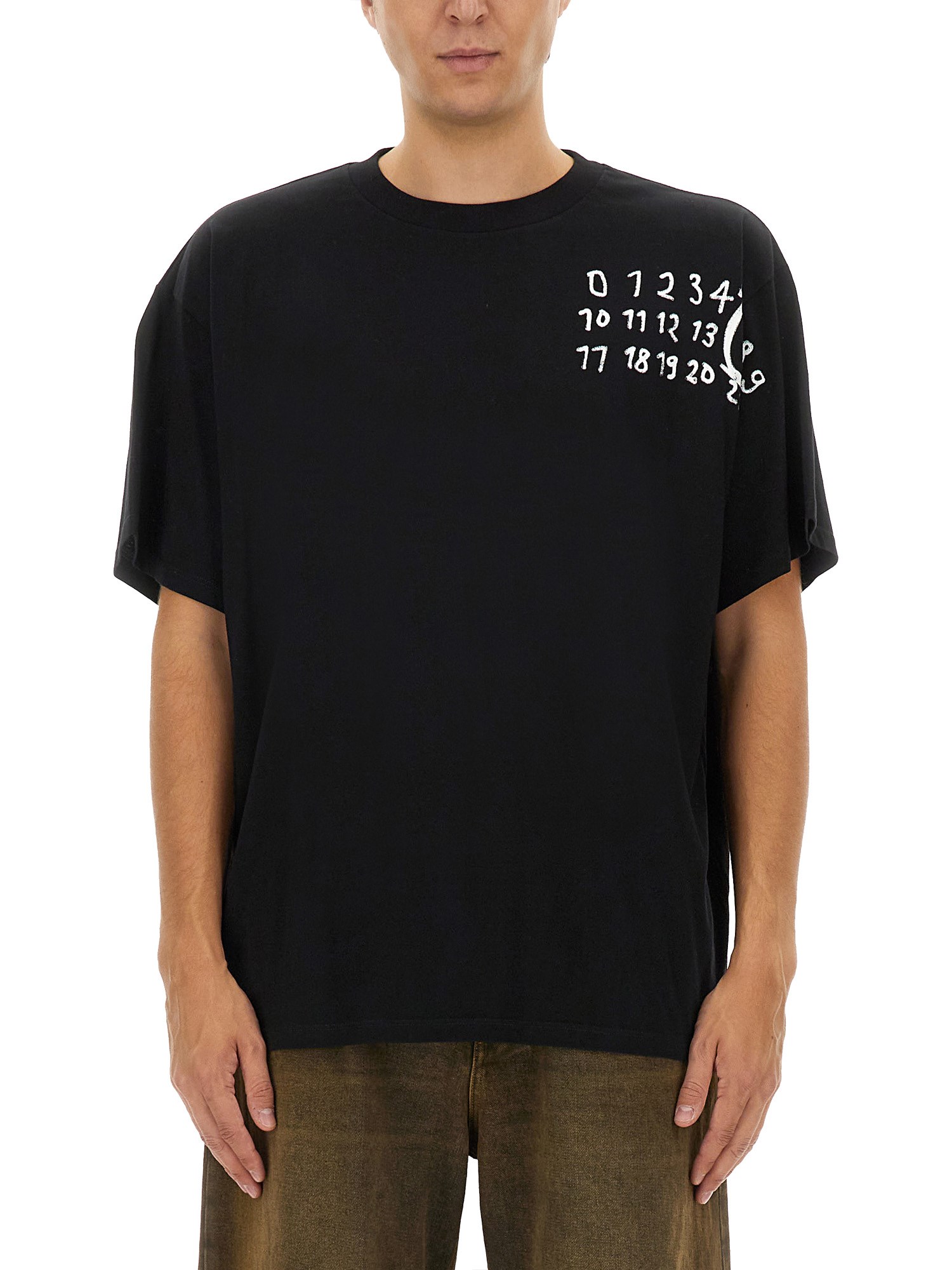 Shop Mm6 Maison Margiela T-shirt With Print In Black