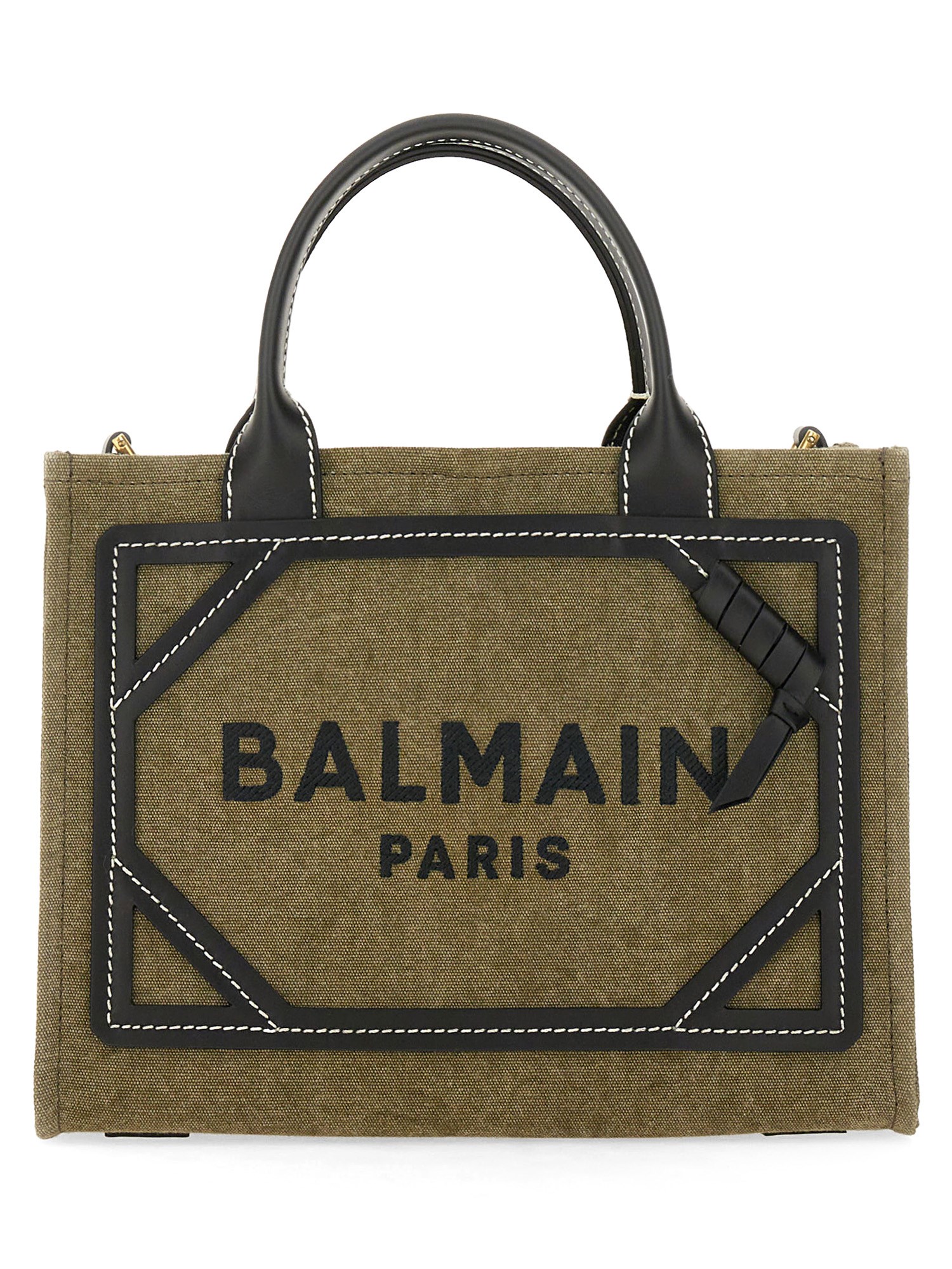 Shop Balmain B-army Shopper Bag In Military Green