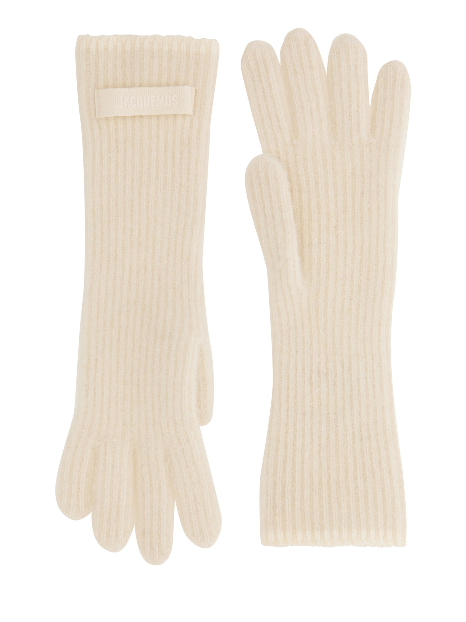 Shop Jacquemus Grosgrain Logo Gloves In Ivory