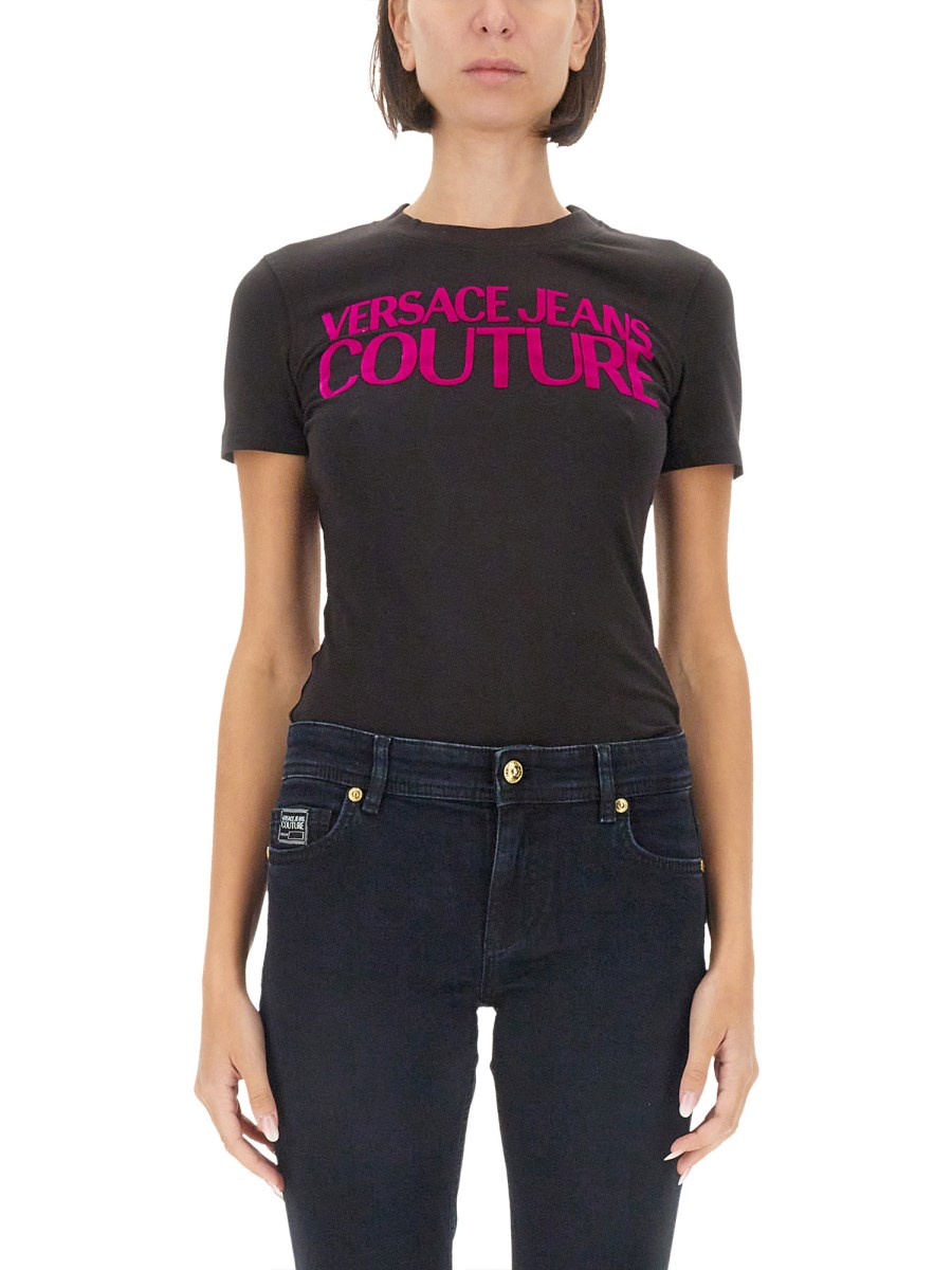 VERSACE JEANS COUTURE T-SHIRT IN JERSEY DI COTONE CON LOGO