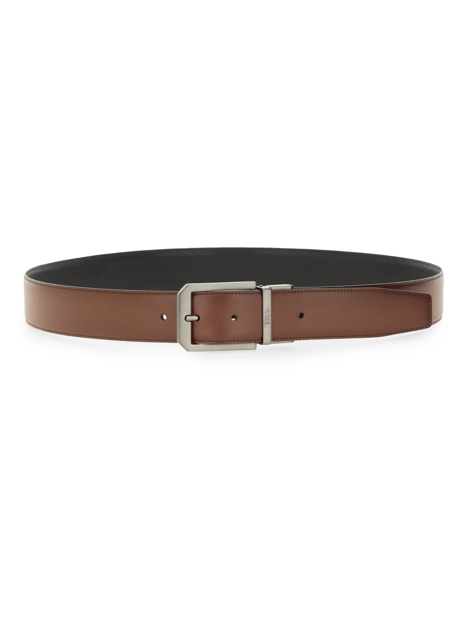 Shop Zegna Reversible Leather Belt In Buff