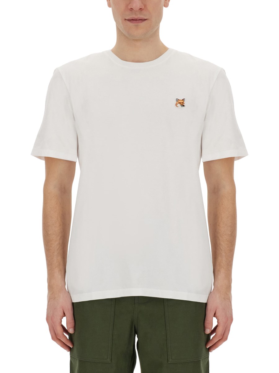 MAISON KITSUNÉ T-SHIRT IN JERSEY DI COTONE CON PATCH FOX