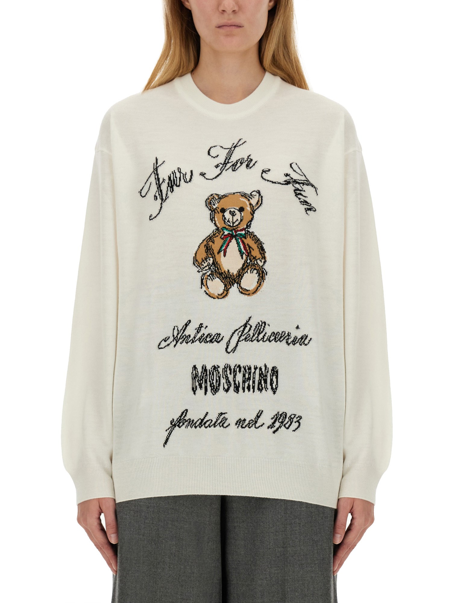 Shop Moschino Jersey With Logo In White