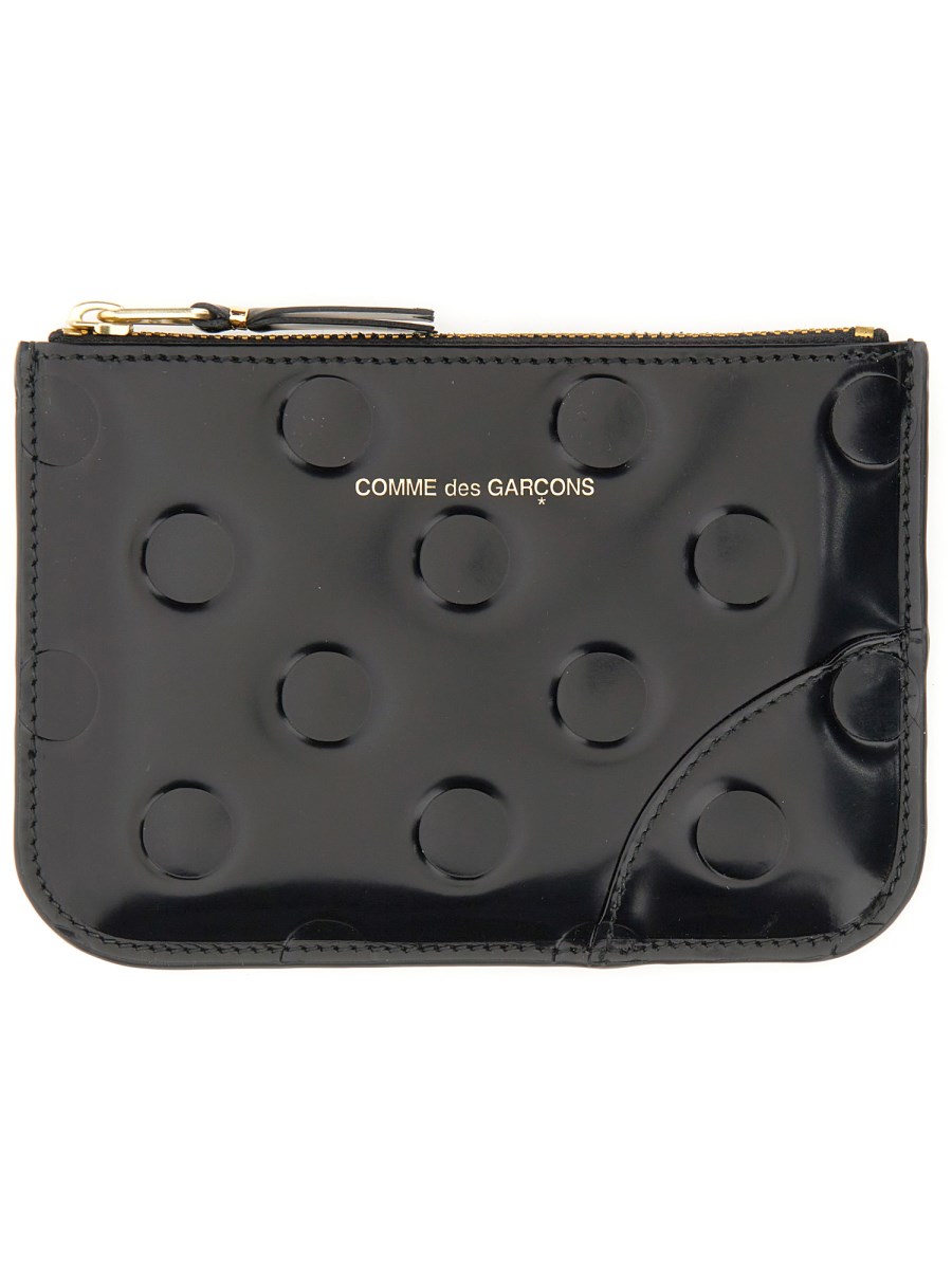 COMME DES GARCONS WALLET PORTAFOGLIO IN PELLE CON ZIP E POIS IN RILIEVO