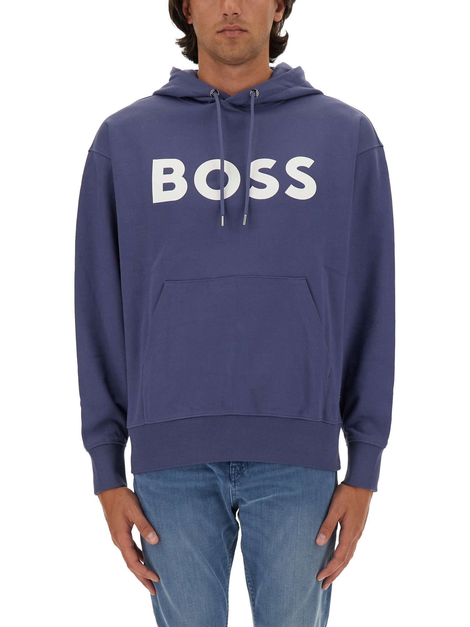 Hugo Boss Boss Sullivan Logo Hoodie In Blue