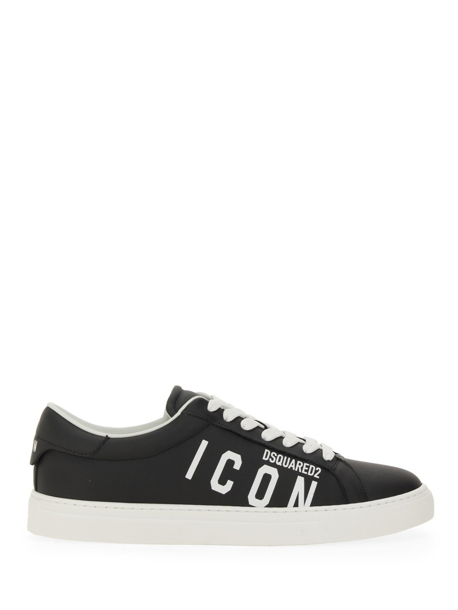 DSQUARED SNEAKER CASSETTA IN PELLE CON STAMPA ICON