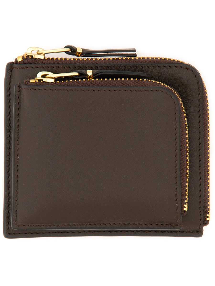 COMME DES GARCONS WALLET PORTAFOGLIO IN PELLE CON ZIP OUTSIDE POCKET LINE