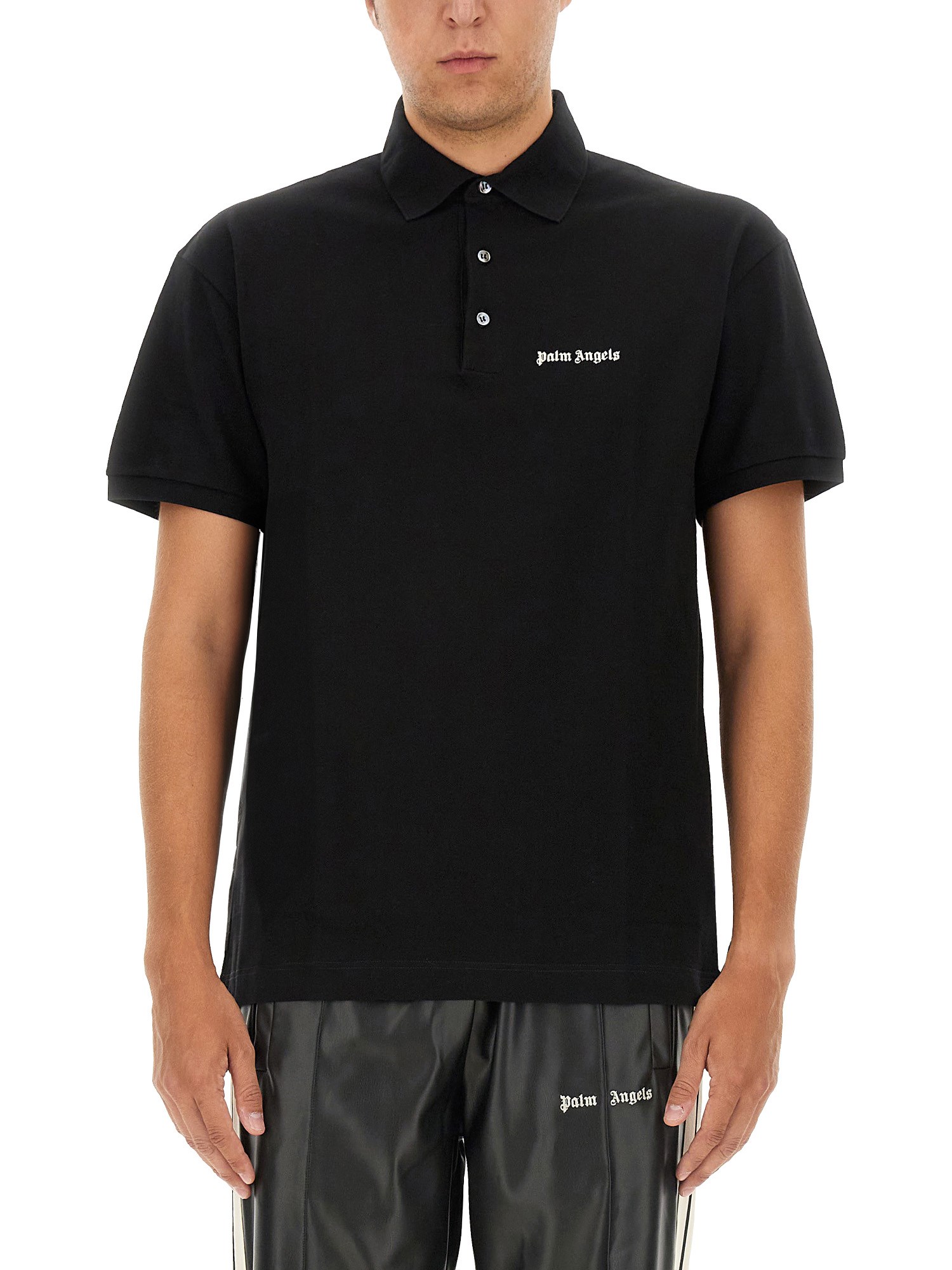 Shop Palm Angels Polo With Logo In Black