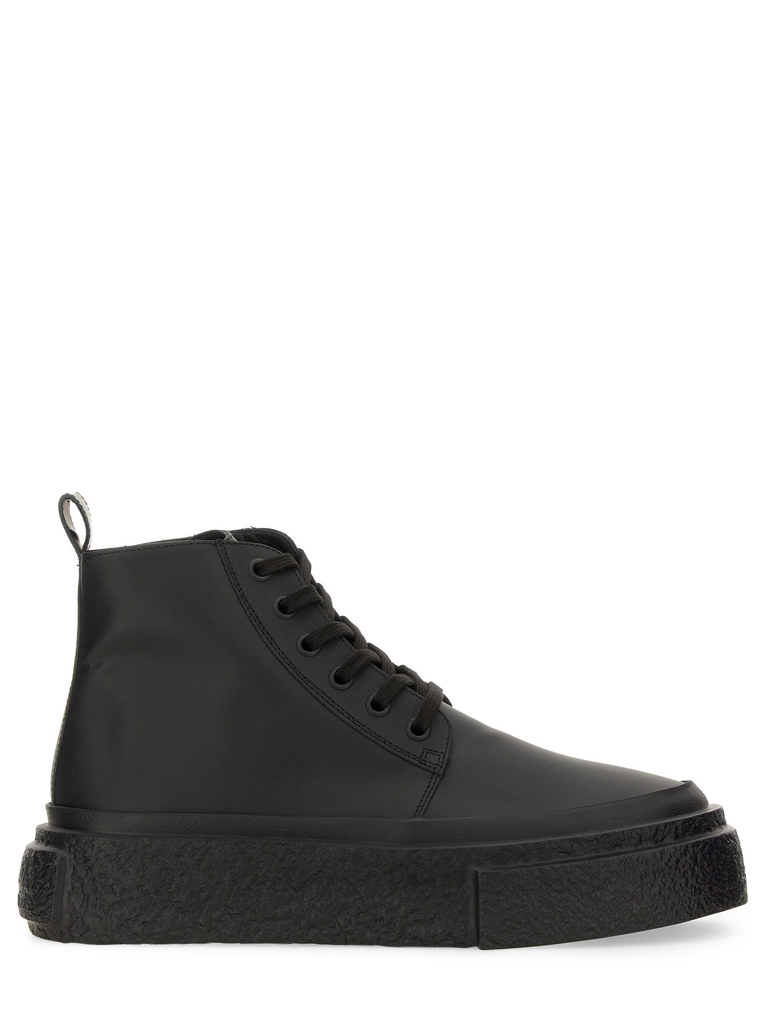 Mm6 Maison Margiela Mm6 Oversized Sole High-top Leather Sneakers In Black