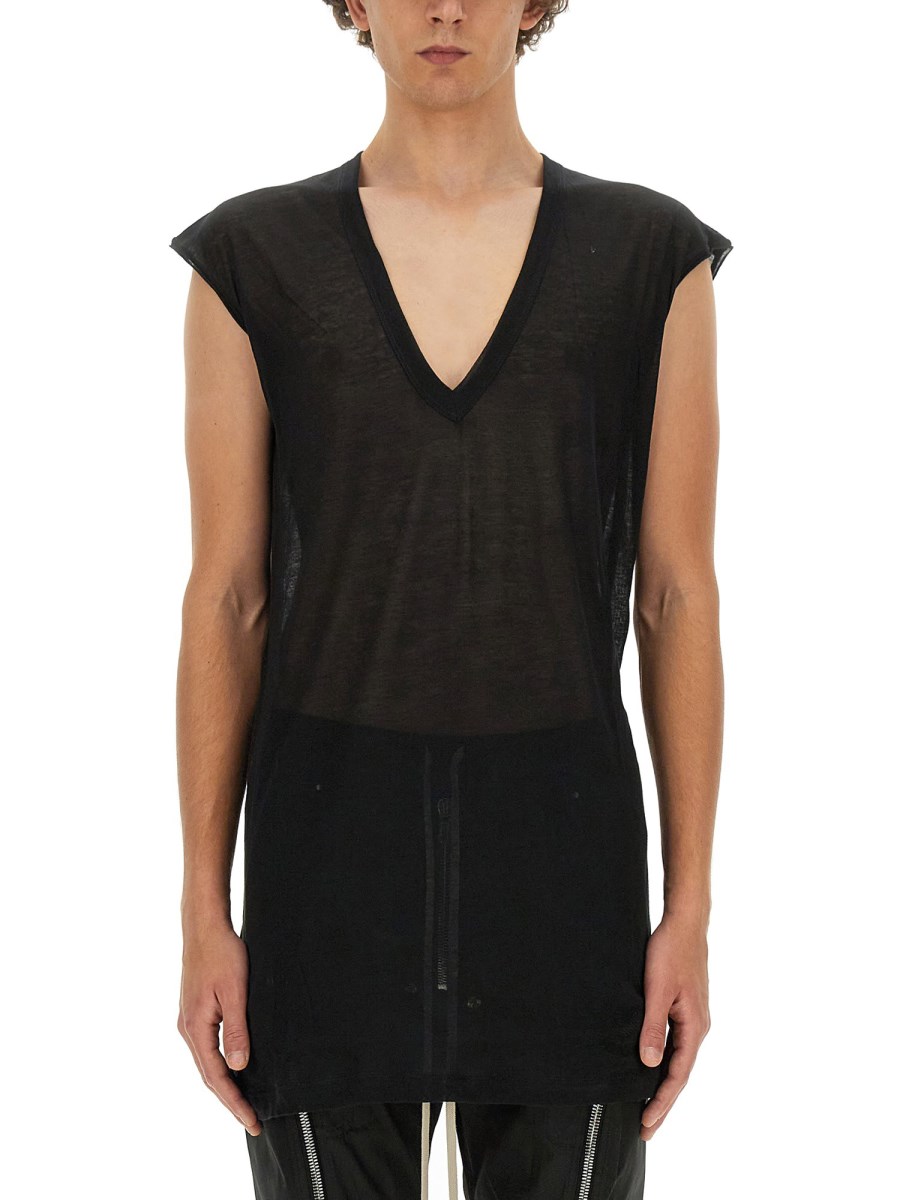 RICK OWENS T-SHIRT CON SCOLLO A V