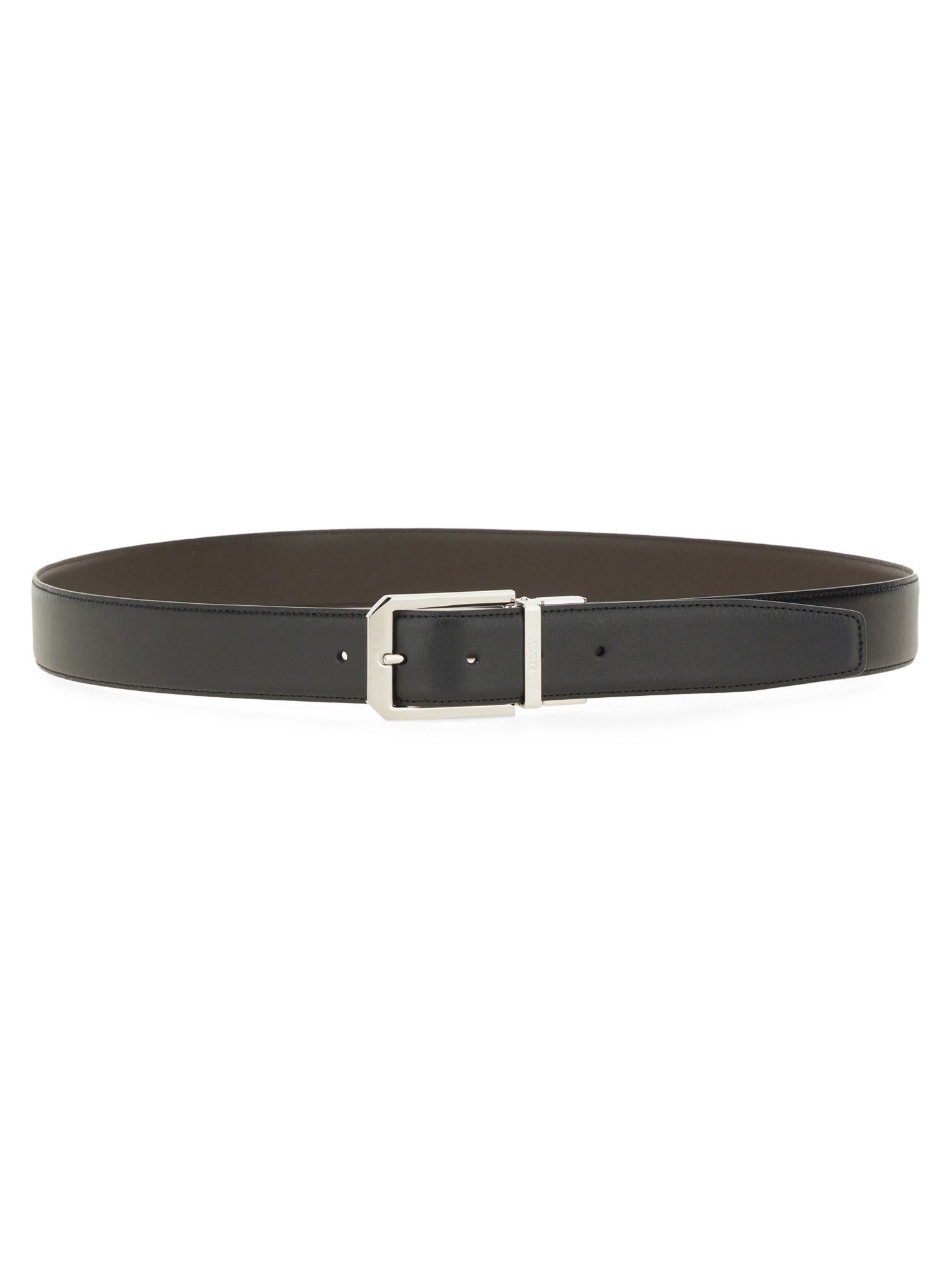 Shop Zegna Reversible Leather Belt In Black