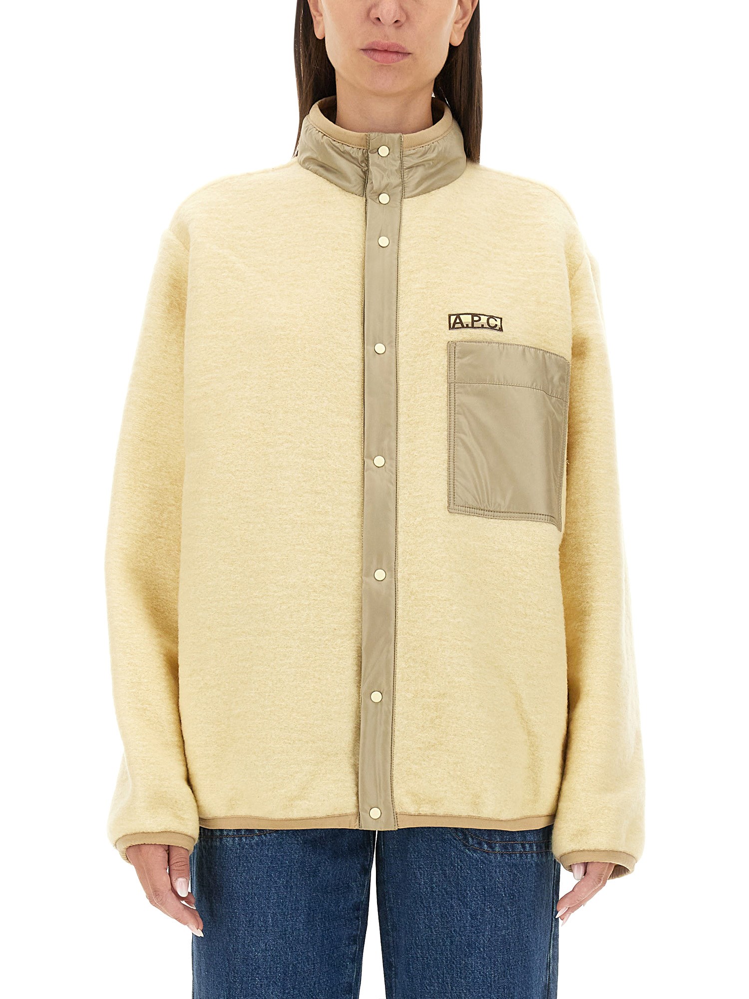 Shop Apc A. P.c. Blouson "ewan" In Beige