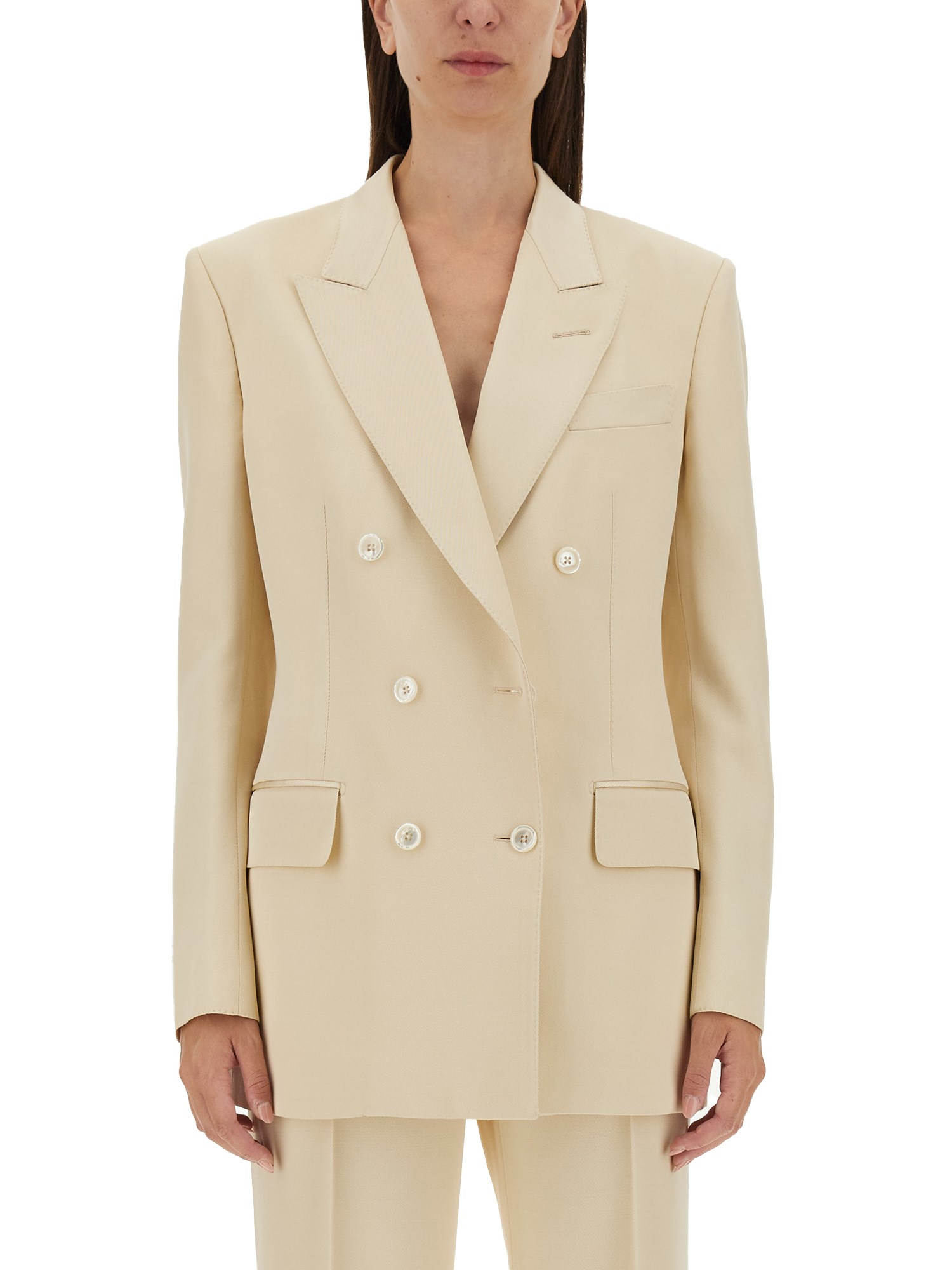 Shop Tom Ford Double-breasted Jacket In Ivory