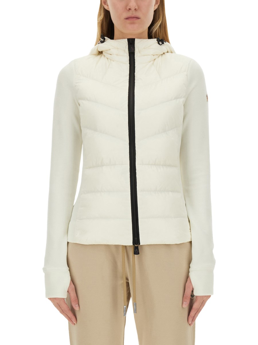 MONCLER GRENOBLE CARDIGAN CON CAPPUCCIO E IMBOTTITURA IN PILE POLAR STRETCH