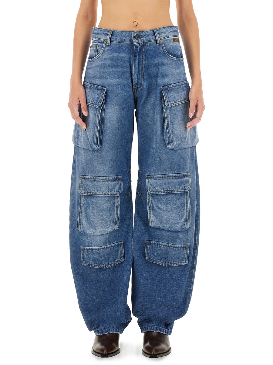 MSGM JEANS CARGO IN DENIM DI COTONE