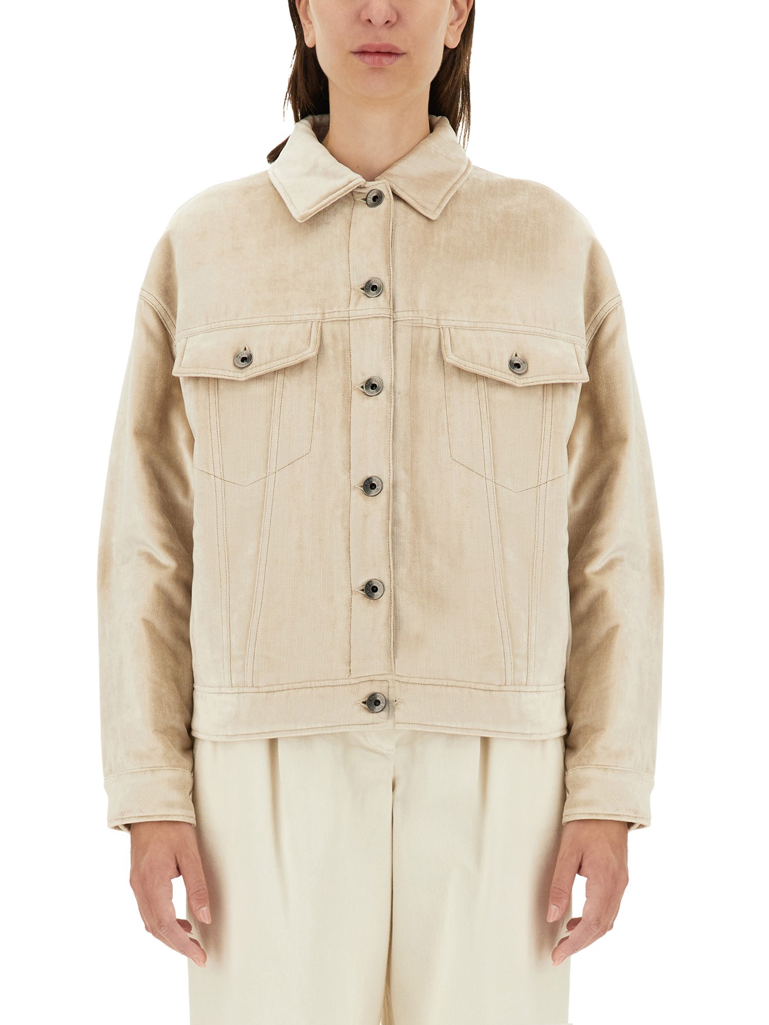 Shop Brunello Cucinelli Padded Shirt In Beige