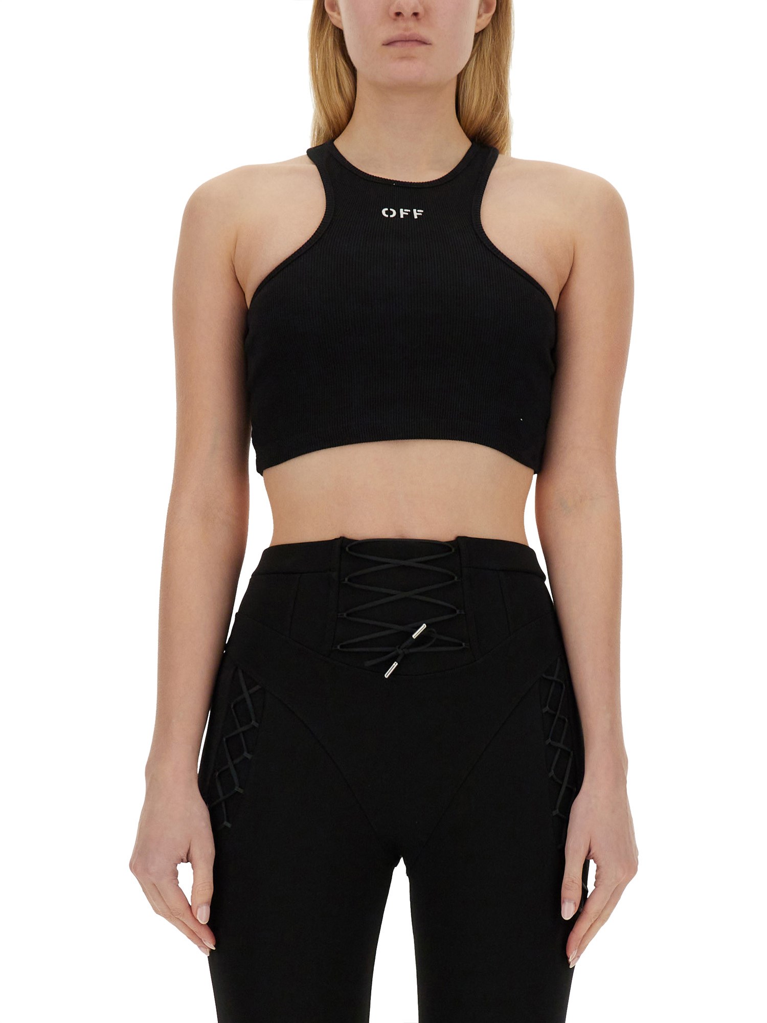 Shop Off-white Tops With Logo In Black