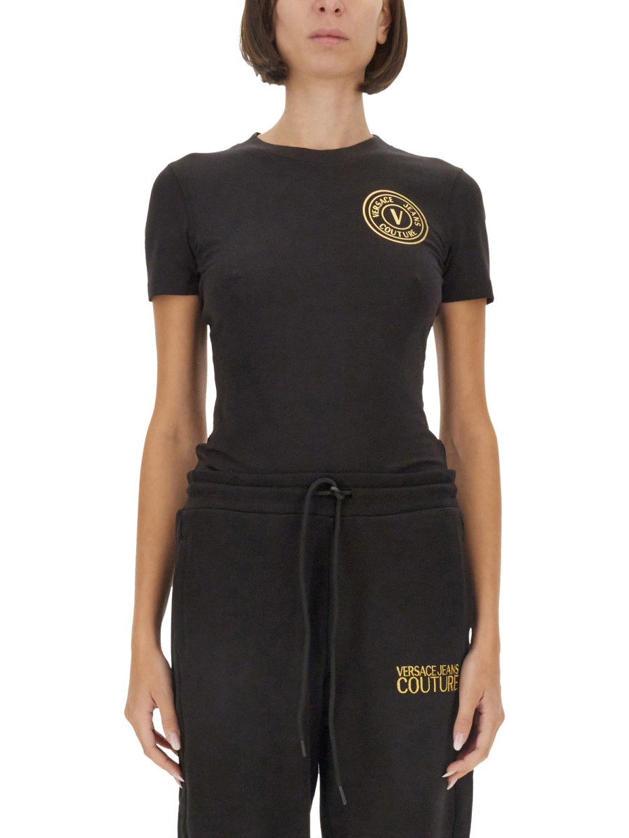 VERSACE JEANS COUTURE T-SHIRT IN JERSEY DI COTONE CON LOGO