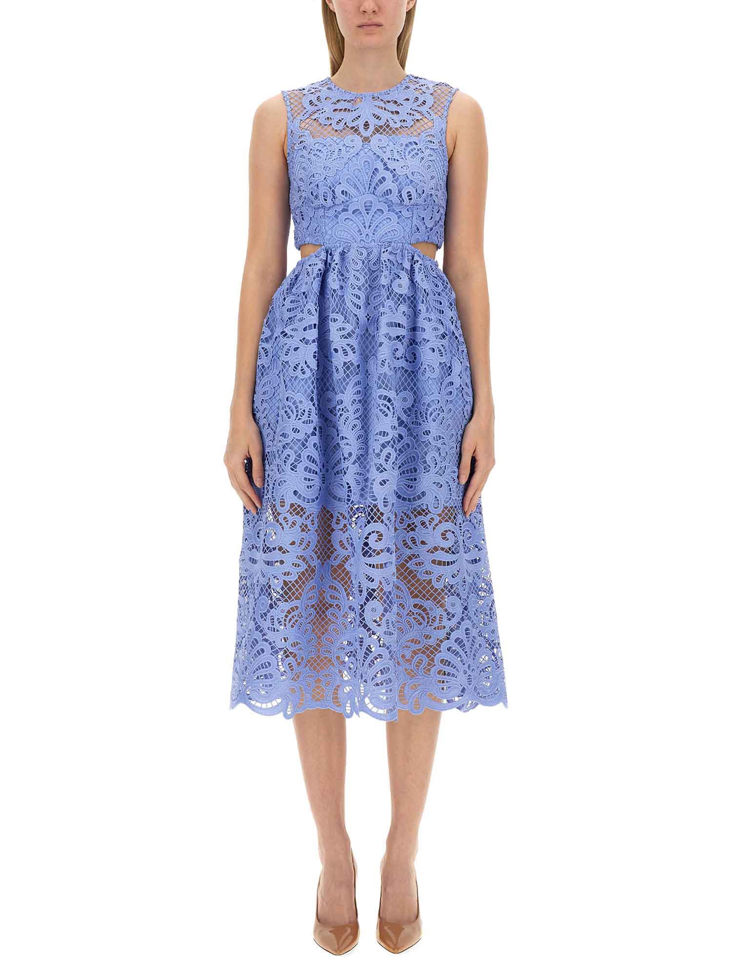 Shop Self-portrait Midi Dress In Baby Blue