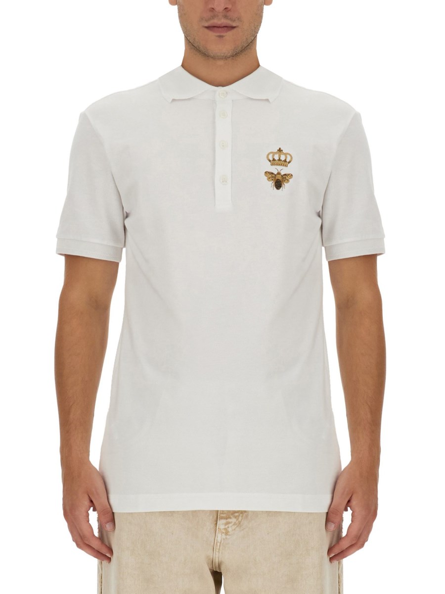 DOLCE & GABBANA POLO IN PIQUÈ DI COTONE CON LOGO