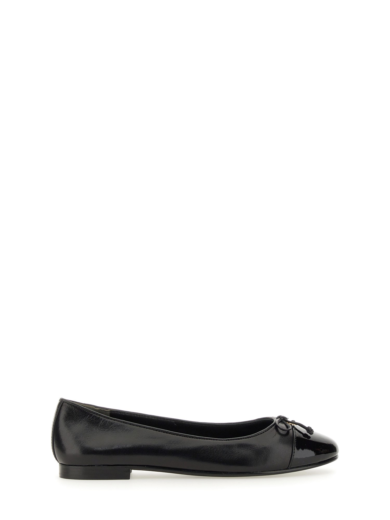 Tory Burch Cap-toe Bow Embellished Ballet Flats In Black